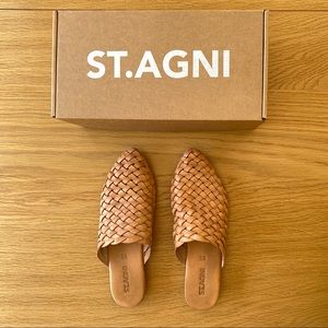 ST. AGNI Paris Woven Mules 🧡 tan Sz 38